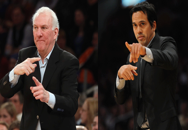Erik Spoelstra y Gregg Popovich entrenadores del mes