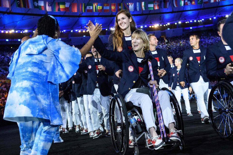 Miembros de la delegación de EEUU  en la ceremonia de inauguración de los Paralímpicos  Rio 2016 