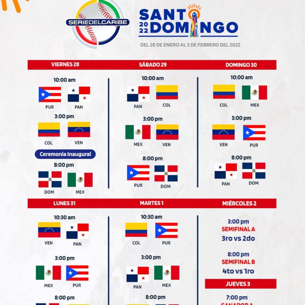 Calendario oficial de la Serie del Caribe