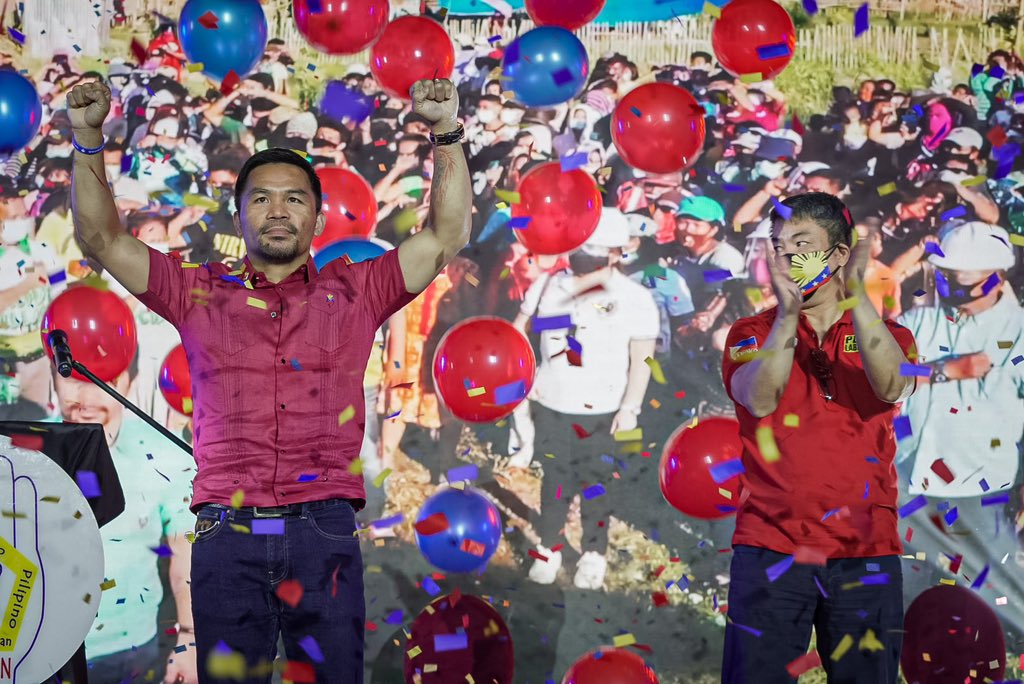 Manny Pacquiao en el lanzamiento de su candidatura como presidente de Filipinas