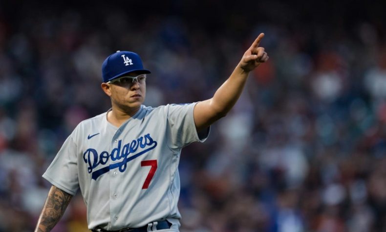 Trea Turner y Corey Seager jonronearon, el Mexicano Julio Urías ganó su séptima decisión seguida y los Dodgers de Los Ángeles empataron con San Francisco en el primer puesto de la División Oeste de la Liga Nacional tras imponerse 6-1 el sábado a los Gigantes.